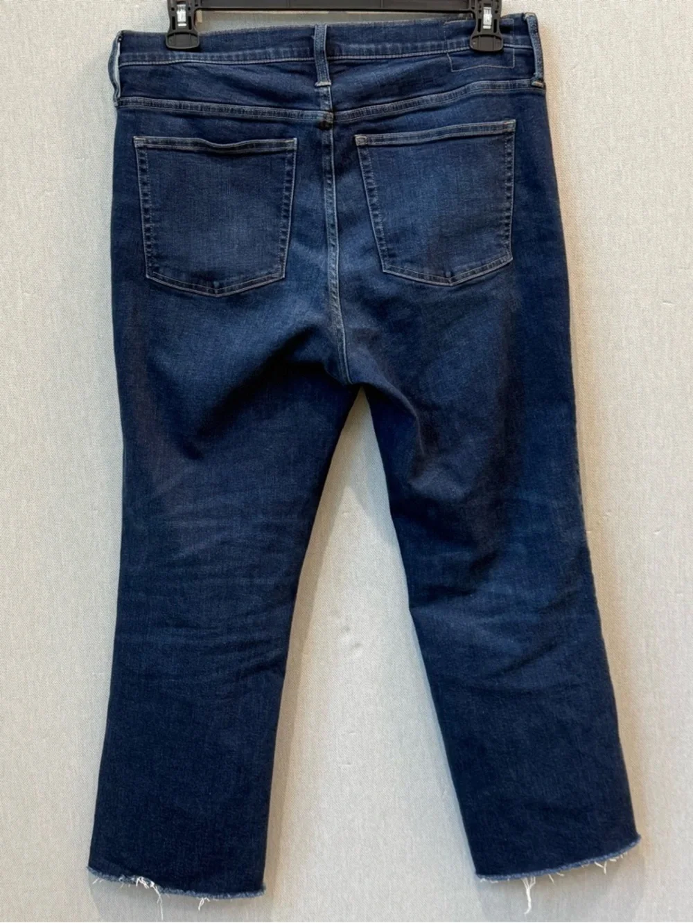 J. Crew Mid-rise kickout jean Super-Stretch Raw Hem‎ Dark Wash Size 32